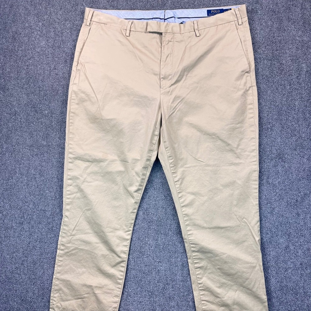 Polo Ralph Lauren Stretch Straight Fit Khaki Chino Pants Men's 42x30 Beige Golf - Picture 2 of 12